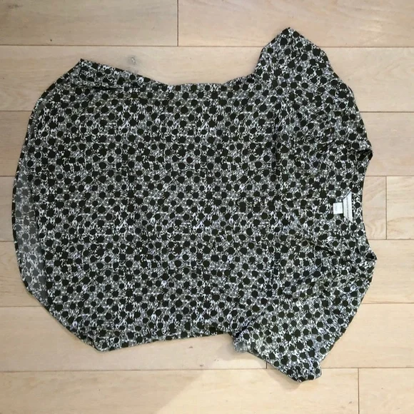 Brown & cream patterned hi-low SS tunic, L, Christopher & Banks - Picture 2 of 12